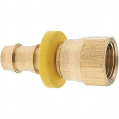 Parker - 3/8" ID 9/16-18 FJIC Barbed Push On Female Fitting - Brass - Benchmark Tooling
