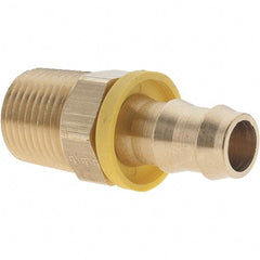 Parker - 1/2" ID 1/2-14 MNPTF Barbed Push On Male Fitting - Brass - Benchmark Tooling