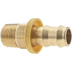 Parker - 1/2" ID 3/8-18 MNPTF Barbed Push On Male Fitting - Brass - Benchmark Tooling