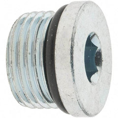 Parker - 3/4-16 Male Thread, Zinc Plated Steel Industrial Pipe Hex Socket Plug - Male Straight Thread O-Ring, 6,000 psi - Benchmark Tooling