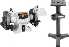 Jet - 6" Wheel Diam x 3/4" Wheel Width, 1/2 hp Grinder - 1/2" Arbor Hole Diam, 1 Phase, 3,450 Max RPM, 115 Volts - Benchmark Tooling