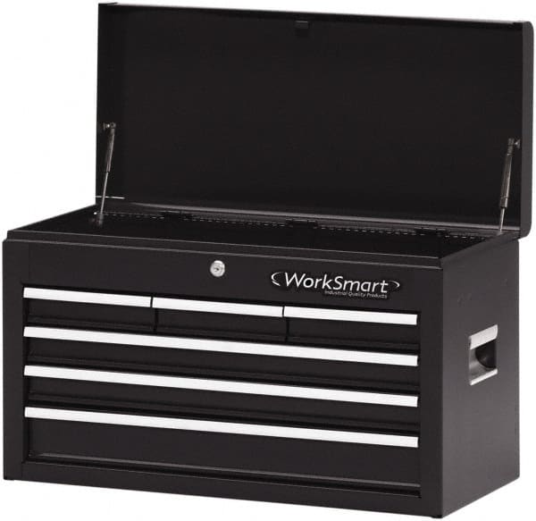 Value Collection - 6 Drawer Intermediate Tool Chest - 26" Wide x 12" Deep x 15-1/4" High, Steel, Black - Benchmark Tooling