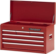 Value Collection - 6 Drawer Intermediate Tool Chest - 26" Wide x 12" Deep x 15-1/4" High, Steel, Red - Benchmark Tooling