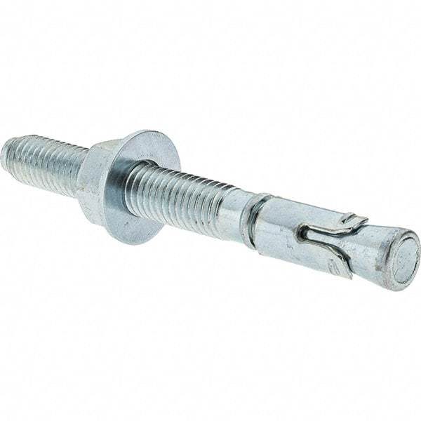 Value Collection - 1/2" Diam, 1/2" Drill, 4-1/2" OAL, Wedge Expansion Concrete Anchor - 1018 Steel, Zinc-Plated Finish, Hex Nut Head, Hex Drive, 2-3/4" Thread Length - Benchmark Tooling