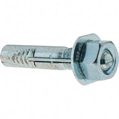 Value Collection - 3/8" Diam, 3/8" Drill, 2" OAL, Wedge Expansion Concrete Anchor - Steel, Zinc-Plated Finish, Hex Nut Head, Hex Drive, 3/4" Thread Length - Benchmark Tooling