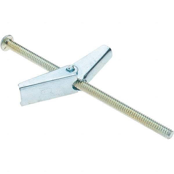 Value Collection - 3/16" Diam, 4" Long, Toggle Bolt Drywall & Hollow Wall Anchor - Steel, Use with Concrete/Masonry, Hollow Tile, Plaster & Wallboard - Benchmark Tooling