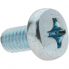 Value Collection - M6x1.00, 10mm Length Under Head Phillips Drive Machine Screw - Pan Head, Grade 4.8 Steel, Zinc-Plated Finish, Without Washer - Benchmark Tooling
