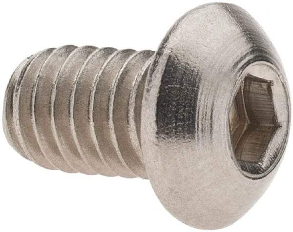 Made in USA - 5/16-18 UNC Hex Socket Drive, Button Screw - Grade 18-8 Stainless Steel, 1/2" Length Under Head - Benchmark Tooling
