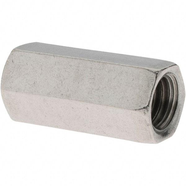 Value Collection - 3/8-16 UNC, 1-1/8" OAL Stainless Steel Standard Coupling Nut - 1/2" Width Across Flats - Benchmark Tooling