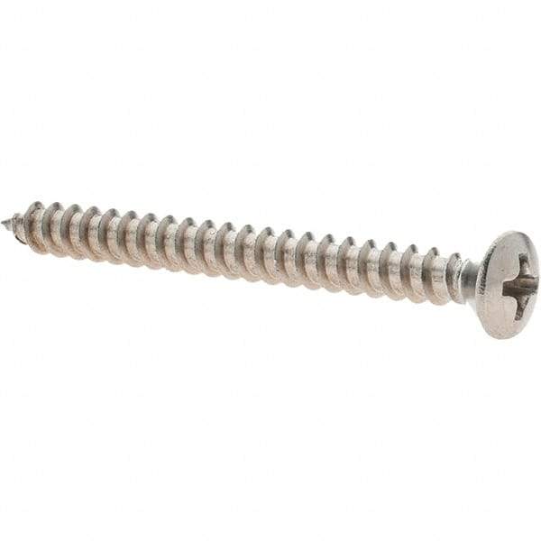 Value Collection - #8 Oval Head Phillips Sheet Metal Screw - Stainless Steel, 1-3/4" Length Under Head, Grade 18-8 - Benchmark Tooling
