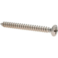Value Collection - #8 Oval Head Phillips Sheet Metal Screw - Stainless Steel, 1-3/4" Length Under Head, Grade 18-8 - Benchmark Tooling