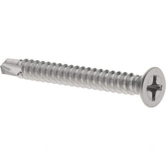 Value Collection - #8, Flat Head, Phillips Drive, 1-1/2" OAL, #2 Point, Self Drilling Screw - Grade 410 Stainless Steel - Benchmark Tooling