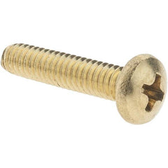 Value Collection - #8-32 UNC, 3/4" Length Under Head Phillips Drive Machine Screw - Pan Head, Brass, Without Washer - Benchmark Tooling