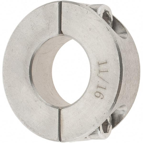 Value Collection - 11/16" Bore, Stainless Steel, Two Piece Two Piece Split Shaft Collar - 1-1/2" Outside Diam, 1/2" Wide - Benchmark Tooling