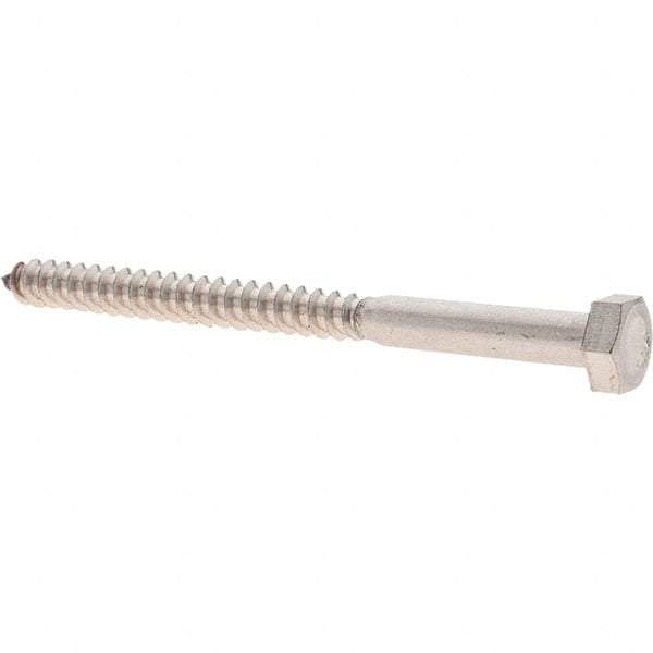 Made in USA - 5/16 Screw, 4" Length Under Head, Stainless Steel, Hex Head Lag Screw - Uncoated, Grade 18-8 - Benchmark Tooling