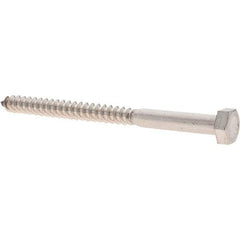 Made in USA - 5/16 Screw, 4" Length Under Head, Stainless Steel, Hex Head Lag Screw - Uncoated, Grade 18-8 - Benchmark Tooling