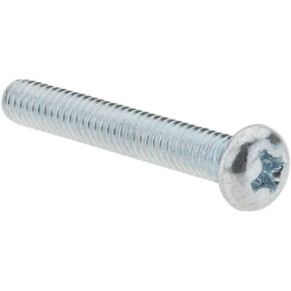 Value Collection - M4x0.70, 25mm Length Under Head Phillips Drive Machine Screw - Pan Head, Grade 4.8 Steel, Zinc-Plated Finish, Without Washer - Benchmark Tooling