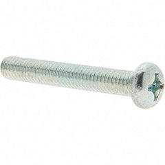 Value Collection - M6x1.00, 40mm Length Under Head Phillips Drive Machine Screw - Pan Head, Grade 4.8 Steel, Zinc-Plated Finish, Without Washer - Benchmark Tooling