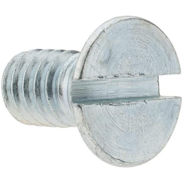 Value Collection - 1/4-20 UNC, 1/2" OAL Slotted Drive Machine Screw - Flat Head, Grade 2 Steel, Zinc-Plated Finish, Without Washer - Benchmark Tooling