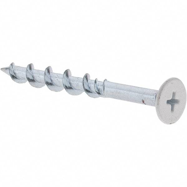Value Collection - 1/4", 2-1/4" Length Under Head, Phillips Drive Wafer Head, Steel Drywall Screws - White Finish, Grade 1018 - Benchmark Tooling