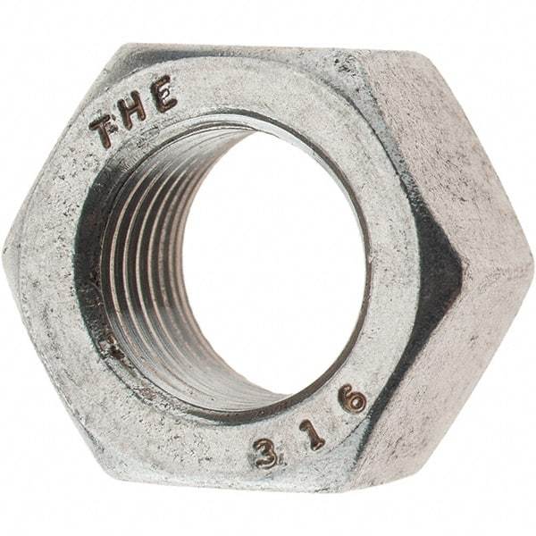 Value Collection - 1/2-20 UNF Stainless Steel Right Hand Hex Nut - 3/4" Across Flats, 7/16" High, Uncoated - Benchmark Tooling