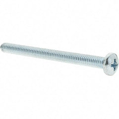 Value Collection - #8-32 UNC, 2" Length Under Head Phillips Drive Machine Screw - Pan Head, Grade 2 Steel, Zinc-Plated Finish, Without Washer - Benchmark Tooling