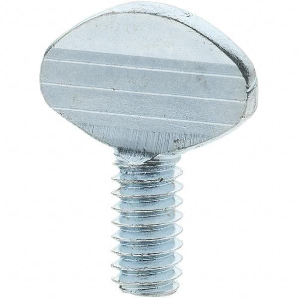 Value Collection - 1/4-20 Oval Shoulderless Grade 2 Steel Thumb Screw - 1/2" OAL, Zinc-Plated Finish - Benchmark Tooling