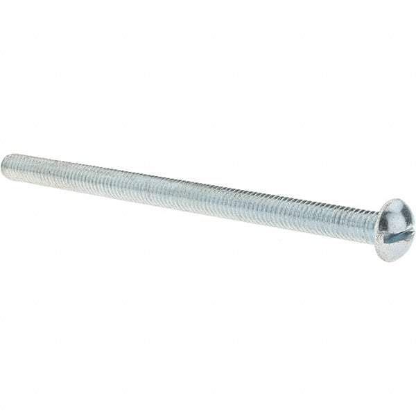 Value Collection - 3/8-16 UNC, 6" Length Under Head Slotted Drive Machine Screw - Round Head, Alloy Steel, Zinc-Plated Finish, Without Washer - Benchmark Tooling