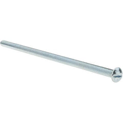Value Collection - 1/4-20 UNC, 6" Length Under Head Slotted Drive Machine Screw - Round Head, Grade 2 Alloy Steel, Zinc-Plated Finish, Without Washer - Benchmark Tooling