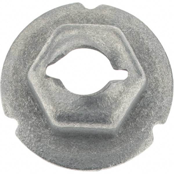 Value Collection - 3/16" Hole Diam, 5/8" OD, 3/8" Width Across Flats Washer Lock Nut - Zinc-Plated Spring Steel, For Use with Non Threaded Fasteners - Benchmark Tooling