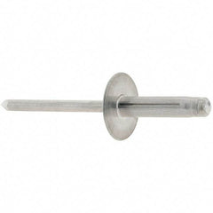 RivetKing - Large Flange Head Aluminum Peel Blind Rivet - Aluminum Mandrel, 0.063" to 1/4" Grip, 3/16" Body Diam - Benchmark Tooling