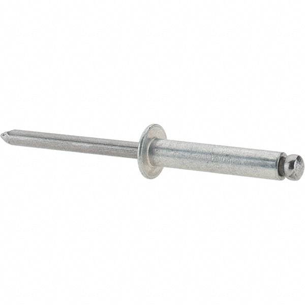 Value Collection - Size 612 Dome Head Steel Open End Blind Rivet - Steel Mandrel, 0.626" to 3/4" Grip, 3/8" Head Diam, 0.192" to 0.196" Hole Diam, 0.95" Length Under Head, 3/16" Body Diam - Benchmark Tooling