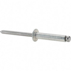 Value Collection - Size 612 Dome Head Steel Open End Blind Rivet - Steel Mandrel, 0.626" to 3/4" Grip, 3/8" Head Diam, 0.192" to 0.196" Hole Diam, 0.95" Length Under Head, 3/16" Body Diam - Benchmark Tooling