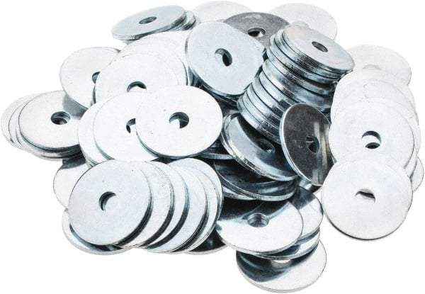 Value Collection - 1/4" Screw, Steel Fender Flat Washer - 9/32" ID x 1-1/8" OD, 1/16" Thick, Zinc-Plated Finish - Benchmark Tooling