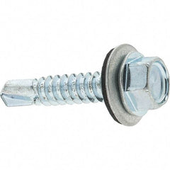 Value Collection - 1/4", Hex Washer Head, Hex Drive, 1-1/4" Length Under Head, #3 Point, Self Drilling Screw - Steel, Zinc-Plated Finish - Benchmark Tooling