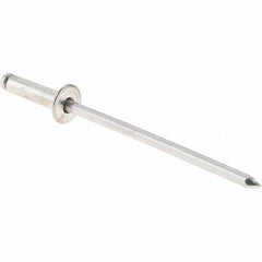 Value Collection - Size 34 Dome Head Aluminum Open End Blind Rivet - Aluminum Mandrel, 0.126" to 1/4" Grip, 0.188" Head Diam, 0.097" to 0.1" Hole Diam, 3/8" Length Under Head, 3/32" Body Diam - Benchmark Tooling