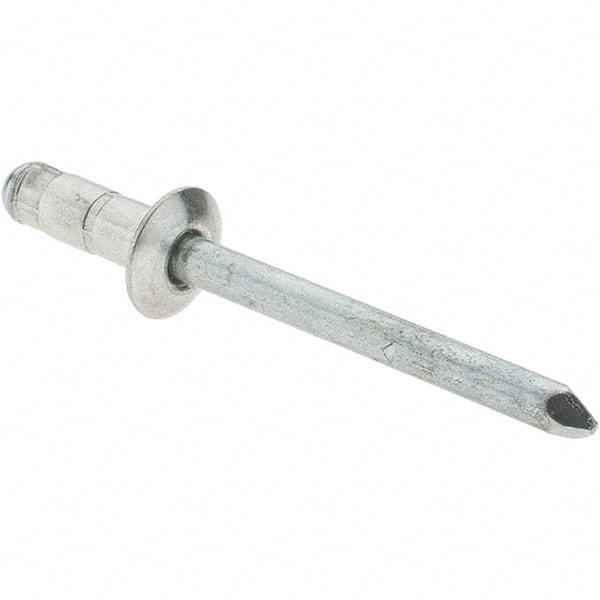 Value Collection - Size 63-64 Dome Head Steel Multi Grip Blind Rivet - Steel Mandrel, 0.156" to 1/4" Grip, 0.386" Head Diam, 0.192" to 0.196" Hole Diam, 1/2" Length Under Head, 3/16" Body Diam - Benchmark Tooling