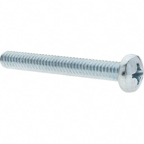 Value Collection - 1/4-20 UNC, 2" Length Under Head Phillips Drive Machine Screw - Pan Head, Grade 2 Steel, Zinc-Plated Finish, Without Washer - Benchmark Tooling