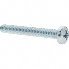 Value Collection - 1/4-20 UNC, 2" Length Under Head Phillips Drive Machine Screw - Pan Head, Grade 2 Steel, Zinc-Plated Finish, Without Washer - Benchmark Tooling