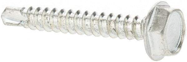 Value Collection - #6, Hex Washer Head, Hex Drive, 1" Length Under Head, #2 Point, Self Drilling Screw - Grade 1016-1024 Steel, Zinc-Plated Finish - Benchmark Tooling