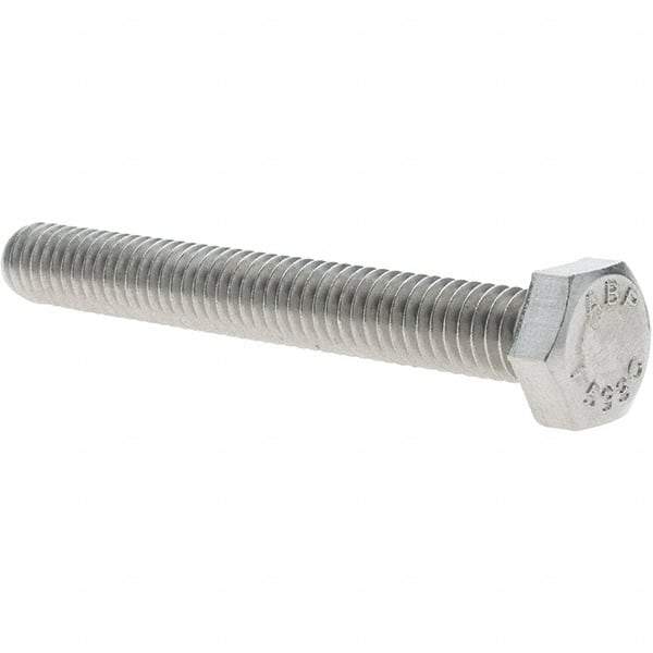 Made in USA - 5/16-18 UNC, 2-1/2" Length Under Head Hex Head Cap Screw - Fully Threaded, Grade 18-8 Stainless Steel, 1/2" Hex - Benchmark Tooling