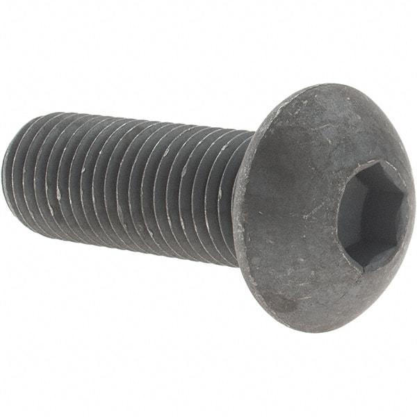 Value Collection - M16x2.00 Metric Coarse Hex Socket Drive, Button Screw - Grade 12.9 Alloy Steel, Black Oxide Finish, Fully Threaded, 45mm Length Under Head - Benchmark Tooling