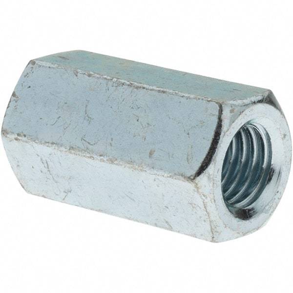 Value Collection - M12x1.75 Metric Coarse, 36mm OAL Steel Standard Coupling Nut - Zinc-Plated Finish, 19mm Width Across Flats, 21.1mm Width Across Points - Benchmark Tooling