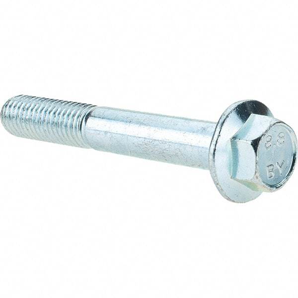 Value Collection - M12x1.75 Metric Coarse, 80mm Length Under Head, Hex Drive Flange Bolt - 30mm Thread Length, Grade 8.8 Steel, Smooth Flange, Zinc-Plated Finish - Benchmark Tooling