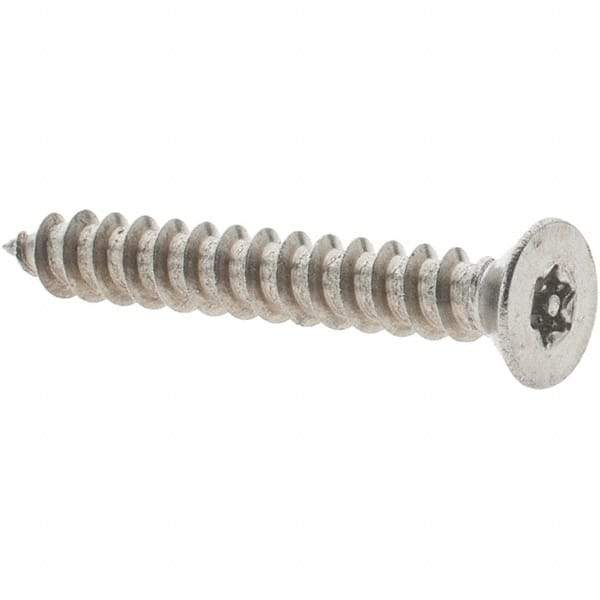 Value Collection - #18 Flat Head Pin In Torx Sheet Metal Screw - Stainless Steel, 1" OAL, Grade 18-8, T10 Drive - Benchmark Tooling