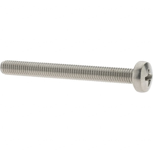 Value Collection - M5x0.80 Metric Coarse, 50mm Length Under Head Phillips Drive Machine Screw - Pan Head, Grade 18-8 & A2 Stainless Steel, Uncoated, Without Washer - Benchmark Tooling