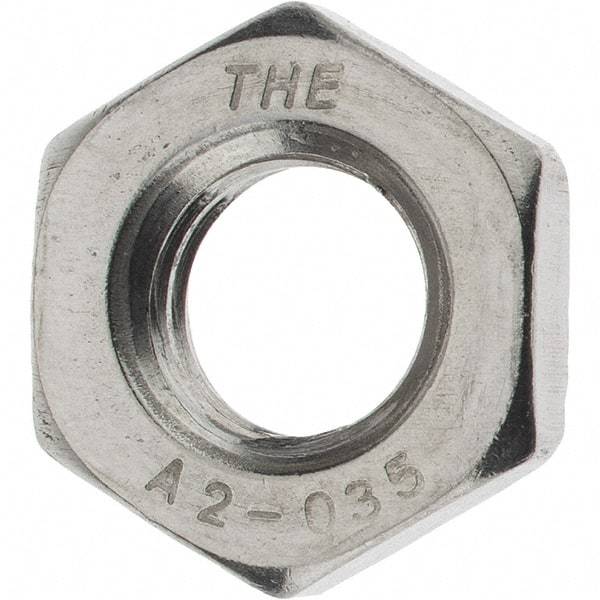 Value Collection - M10x1.50 Metric Coarse Stainless Steel Right Hand Hex Jam Nut - 17mm Across Flats, 5mm High, Zinc Clear Finish - Benchmark Tooling