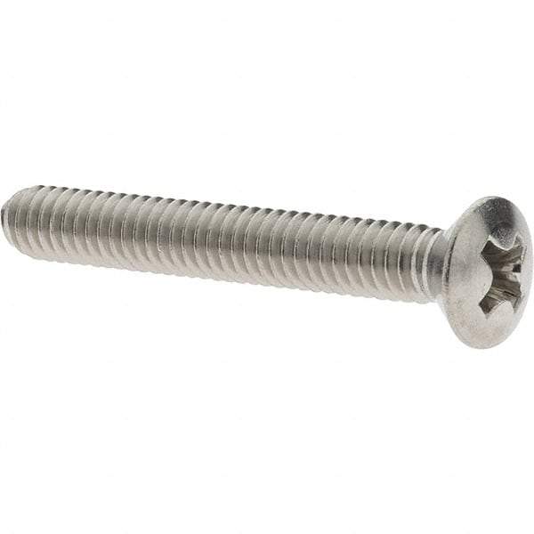 Value Collection - #8-32 UNC, 1-1/4" Length Under Head Phillips Drive Machine Screw - Oval Head, Grade 316 Stainless Steel, Uncoated, Without Washer - Benchmark Tooling