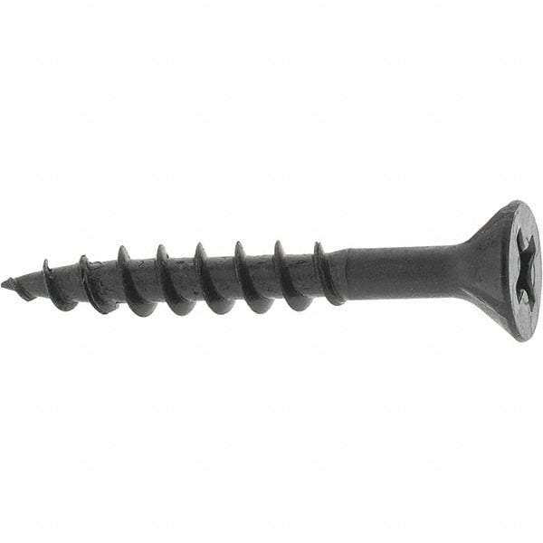 Buildex - #8, 1-1/4" OAL, Phillips Drive Flat Head, Steel Drywall Screws - Black Oxide Finish, Grade 2 - Benchmark Tooling