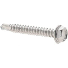 Value Collection - #8, Hex Washer Head, Hex Drive, 1-1/4" Length Under Head, #2 Point, Self Drilling Screw - Grade 410 Stainless Steel - Benchmark Tooling